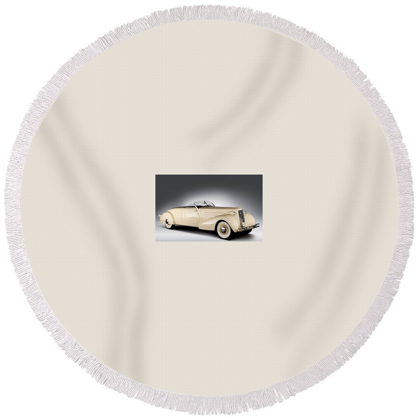 Vintage Car Round Beach Towel featuring the photograph Vintage Car by Mariel Mcmeeking