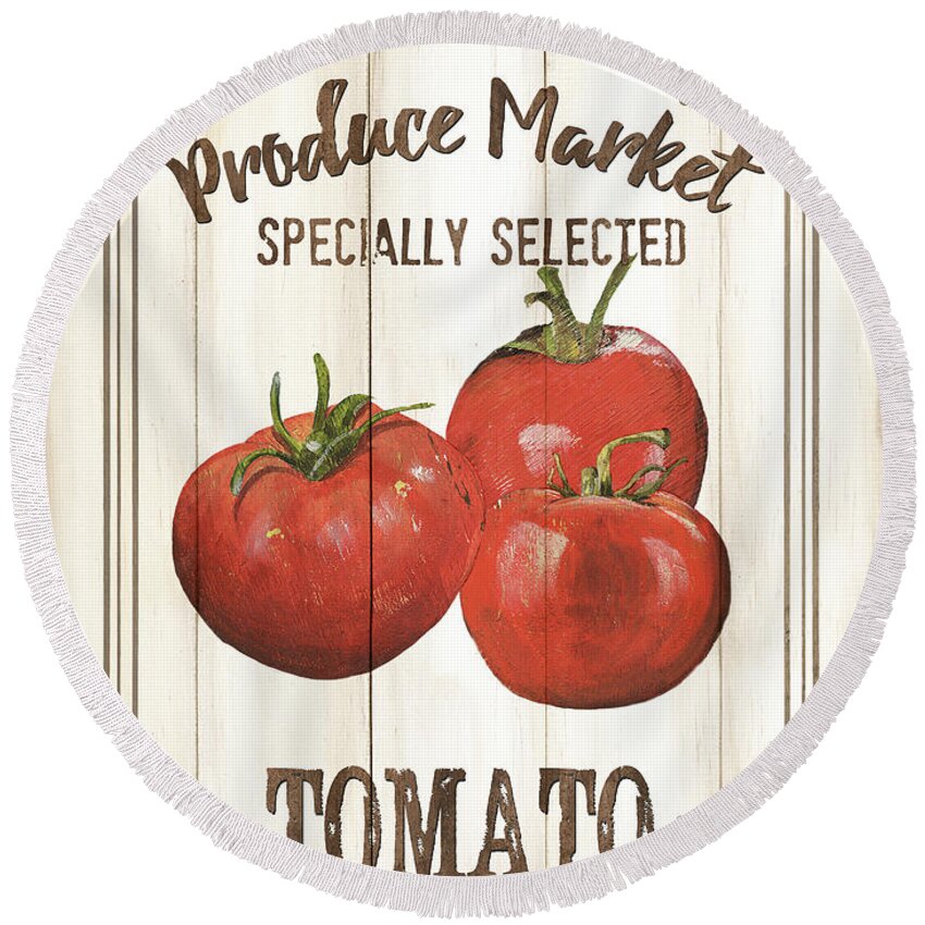 Tomatoes Round Beach Towel featuring the painting Vintage Fresh Vegetables 4 by Debbie DeWitt