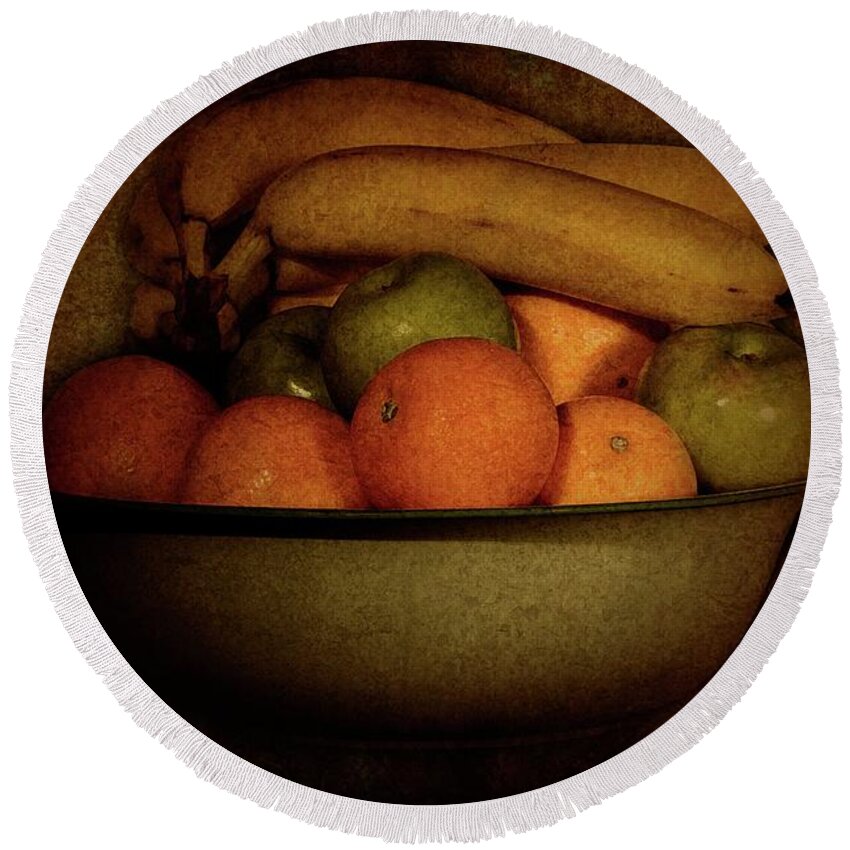Traditional Round Beach Towel featuring the photograph Vintage Fruit by Angie Tirado