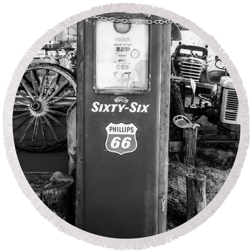 Gas Pump Round Beach Towel featuring the photograph Vintage Gas Pump by Anthony Sacco