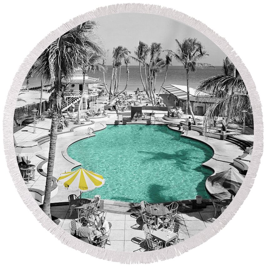 Miami Round Beach Towel featuring the photograph Vintage Miami by Andrew Fare