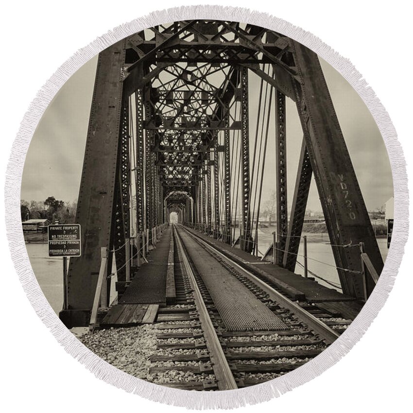 Railroad Round Beach Towel featuring the photograph Vintage Railroad Bridge by Jurgen Lorenzen