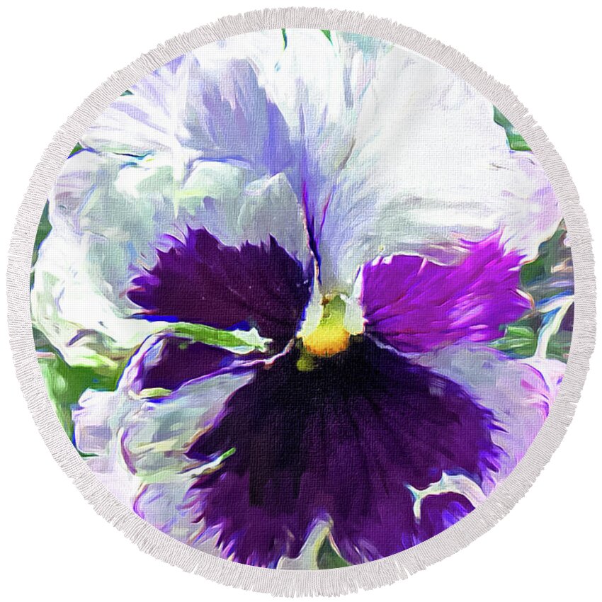 Mona Stut Round Beach Towel featuring the mixed media Viola Orchid Portrait by Mona Stut