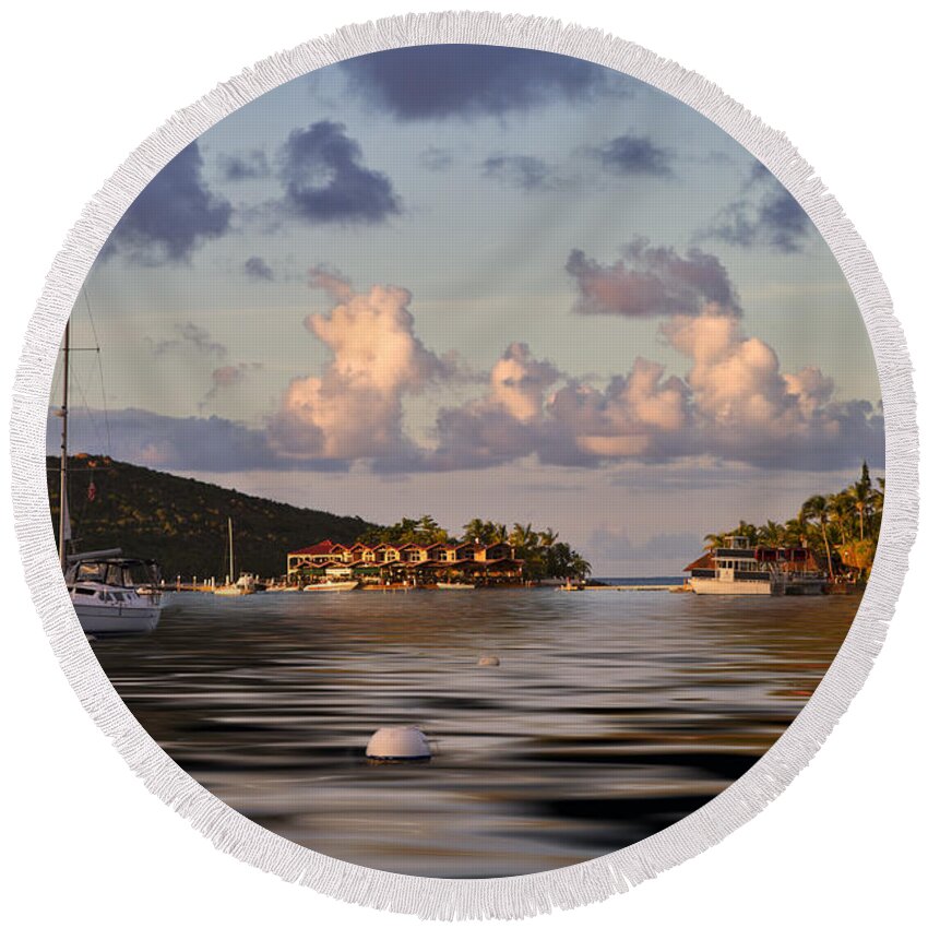 Sunset Round Beach Towel featuring the photograph Virgin Gorda by Louise Heusinkveld