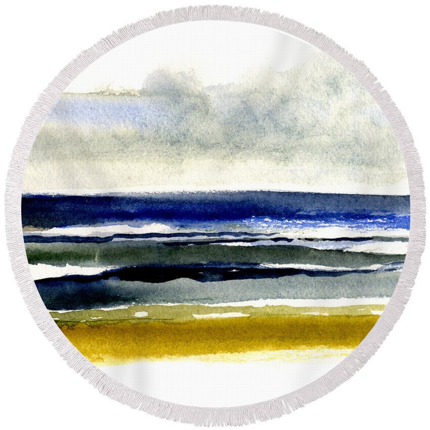 Virginia Beach Round Beach Towel featuring the painting Virginia Beach After the Storm by Paul Gaj