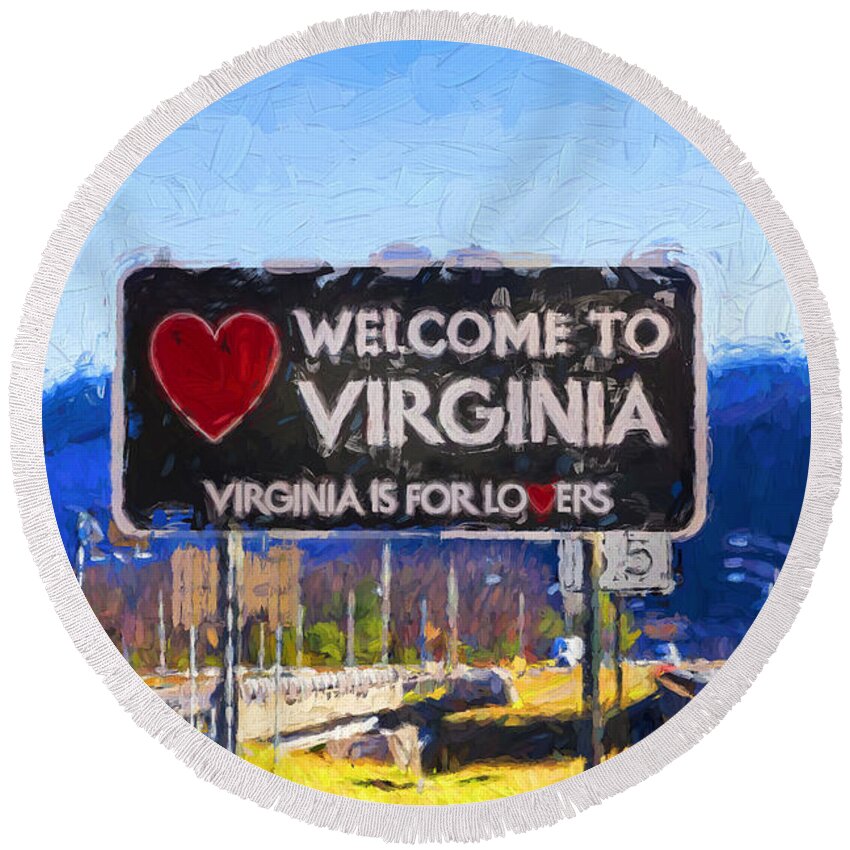 Virginia Round Beach Towel featuring the photograph Virginia Is For Lovers by Les Palenik