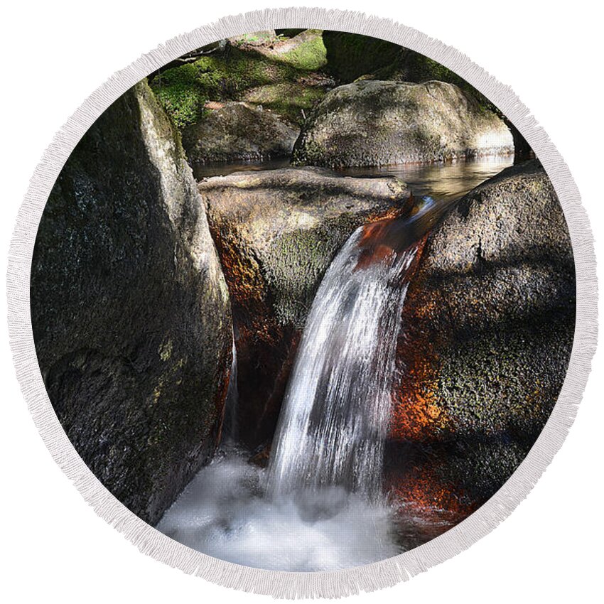 Stone River Round Beach Towel featuring the photograph Vitosha Mountain Waterfalls - Bulgaria by Steve Somerville