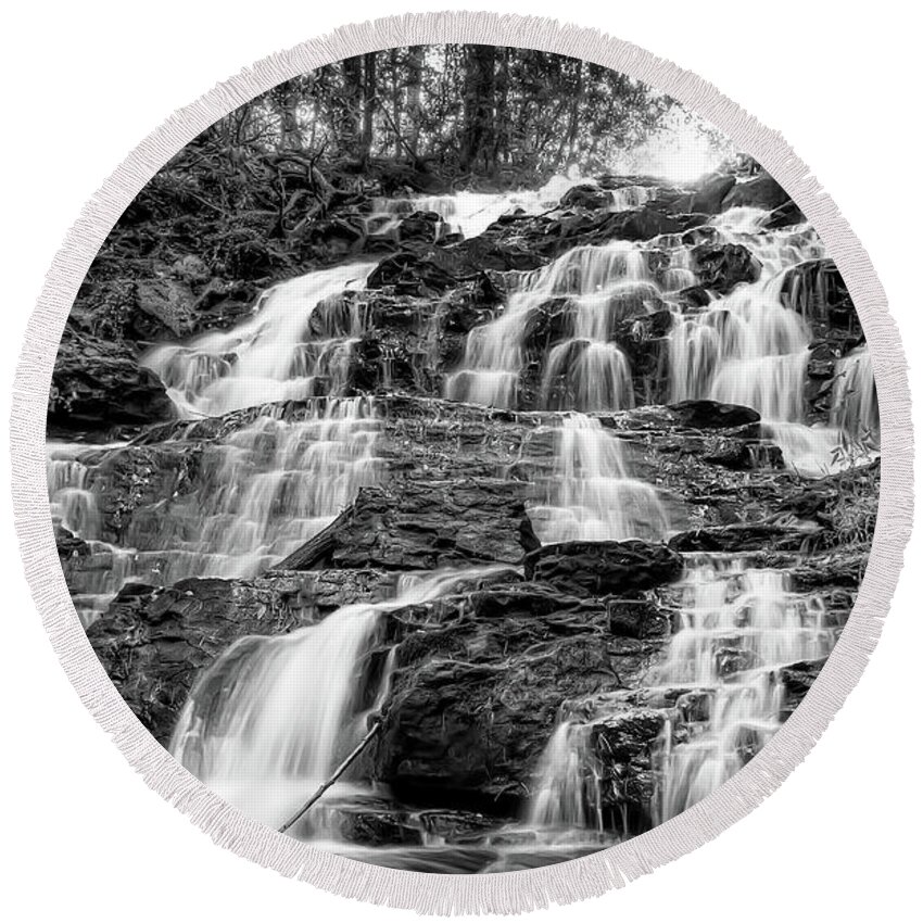 Vogel State Park Round Beach Towel featuring the photograph Vogel State Park Waterfall by Anna Rumiantseva