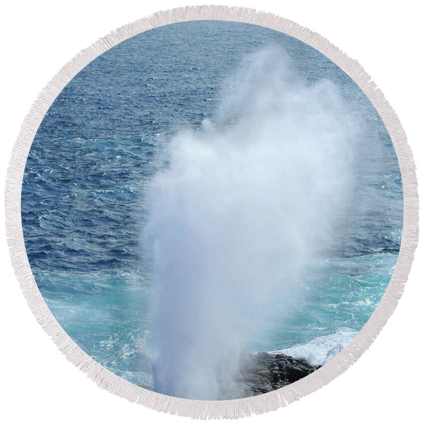 Blow Round Beach Towel featuring the photograph Volcanic Rock Blowhole by Ted Keller