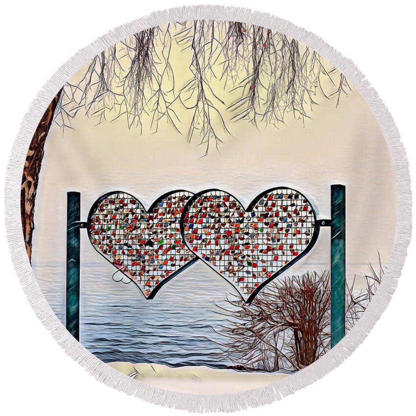 Hearts Round Beach Towel featuring the digital art Vow of Love by Pennie McCracken