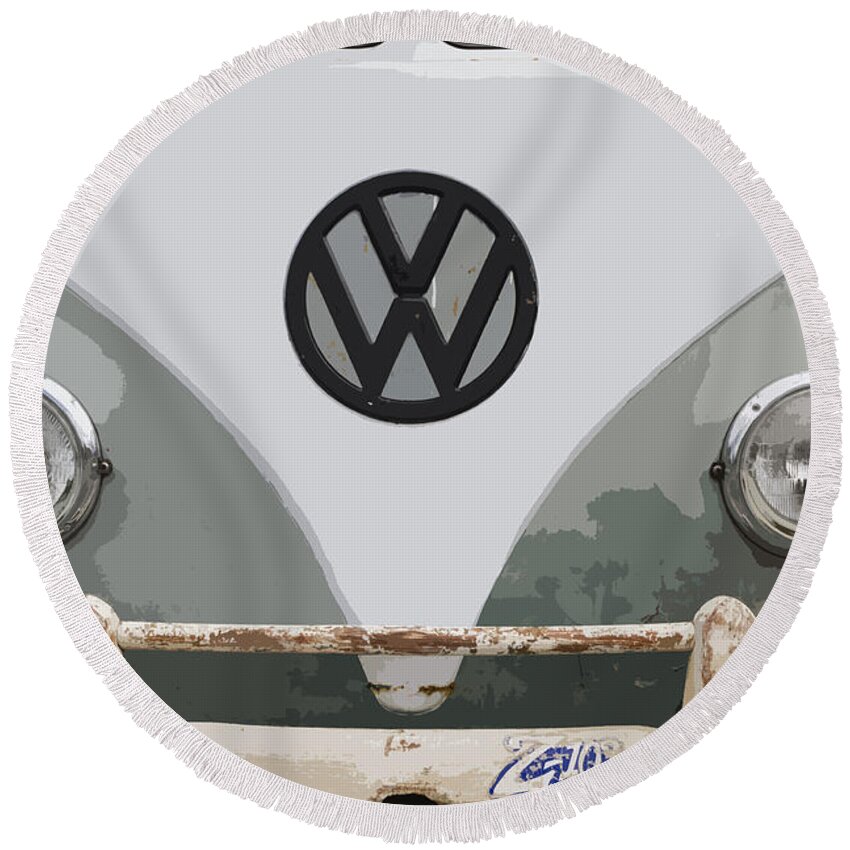 Vw Round Beach Towel featuring the photograph VW Bus by Dennis Hedberg