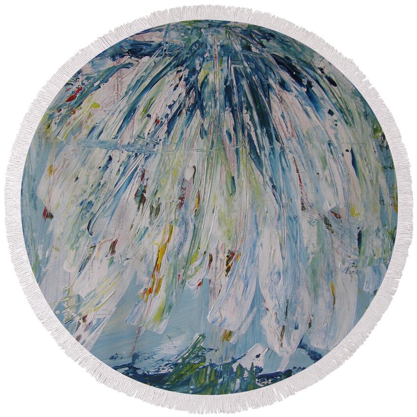 Abstract Painting Round Beach Towel featuring the painting W24 - foru II by KUNST MIT HERZ Art with heart