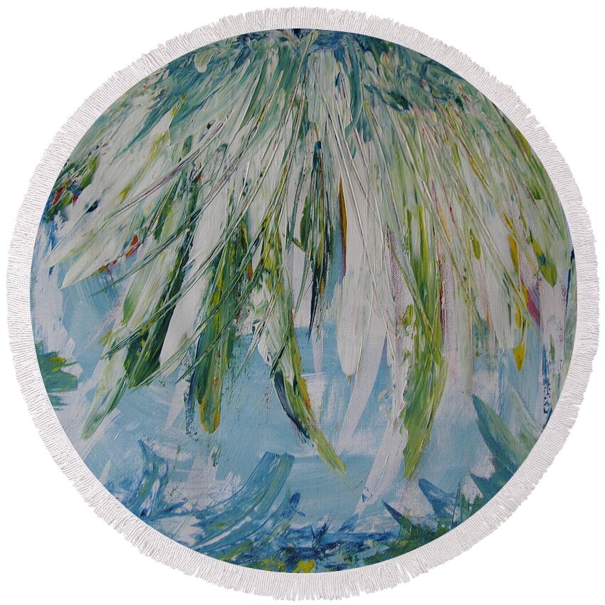 Abstract Painting Round Beach Towel featuring the painting W25 - foru I by KUNST MIT HERZ Art with heart