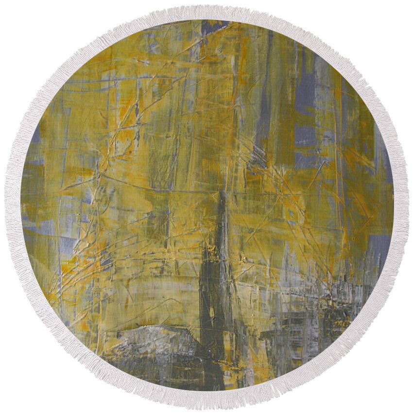 Abstract Painting Round Beach Towel featuring the painting W29 - christine III by KUNST MIT HERZ Art with heart