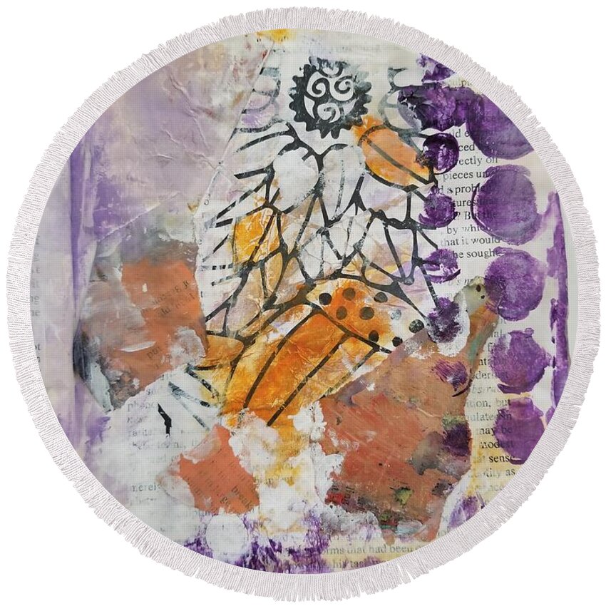 Acrylic Round Beach Towel featuring the painting Waiting For Fall by Patricia Byron