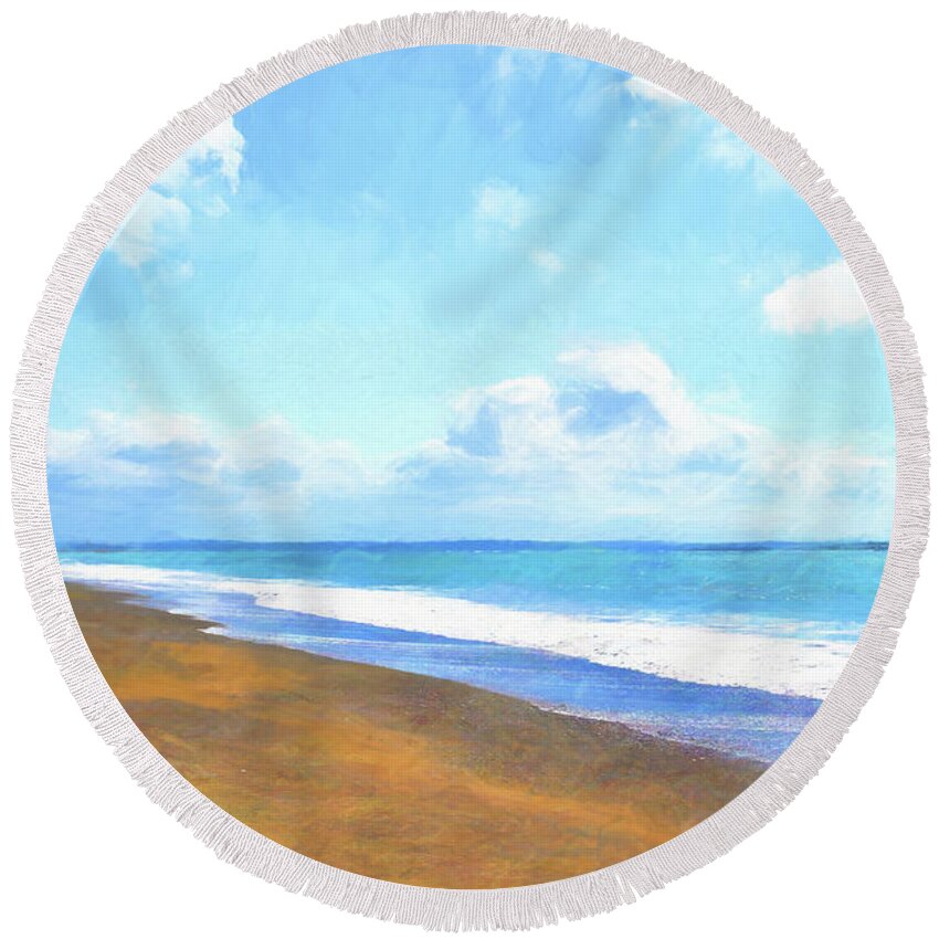 Photopainting Round Beach Towel featuring the photograph Walk With Me by Allan Van Gasbeck