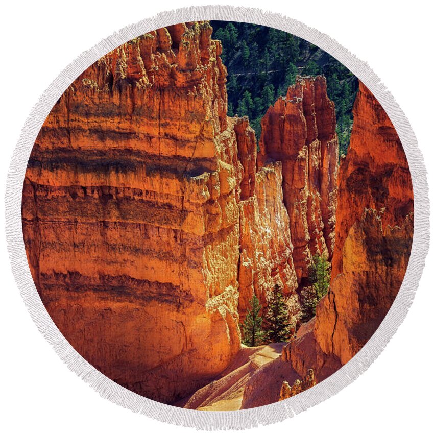 Bryce Canyon Round Beach Towel featuring the photograph Walking Among Giants by John Hight