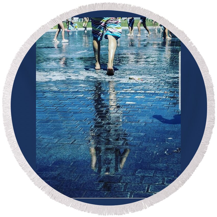 Man Round Beach Towel featuring the photograph Walking on the water by Nerea Berdonces Albareda