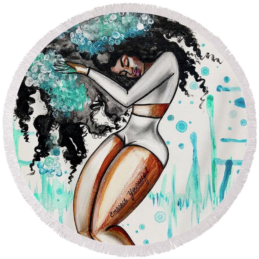 Embrace Yourself Round Beach Towel featuring the painting Wash Day by Artist RiA