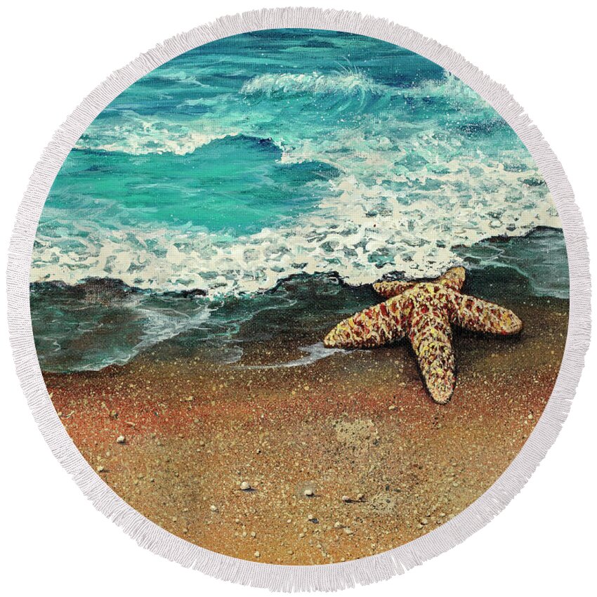 Seascape Round Beach Towel featuring the painting Washed Ashore by Darice Machel McGuire