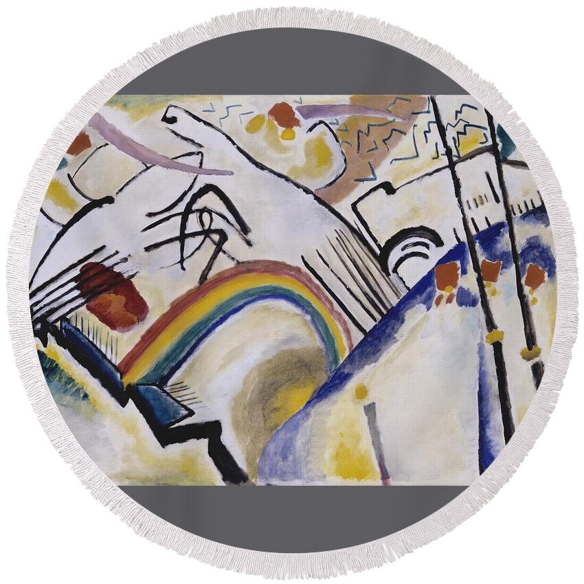 Wassily Kandinsky 18661944  Cossacks Cosaques Round Beach Towel featuring the painting Wassily Kandinsky by Cossacks Cosaques