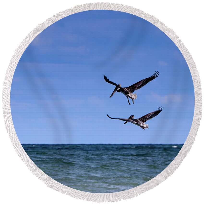 Ocean Round Beach Towel featuring the photograph Watch and Wait by Mary Anne Delgado