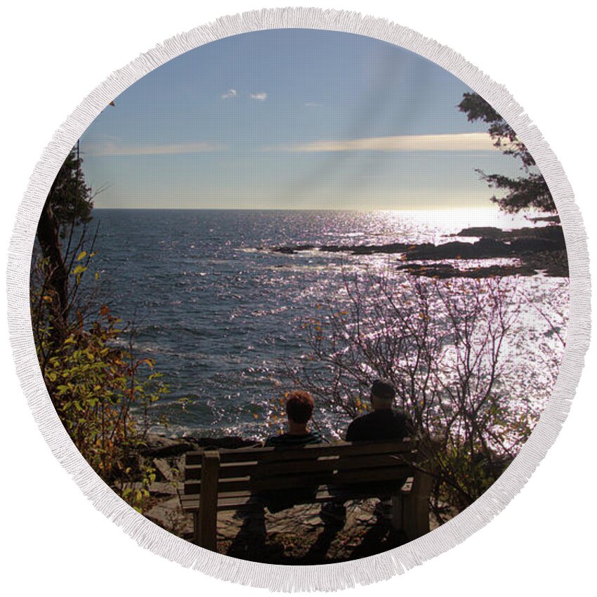 Maine Round Beach Towel featuring the photograph Watching by Robert McCulloch