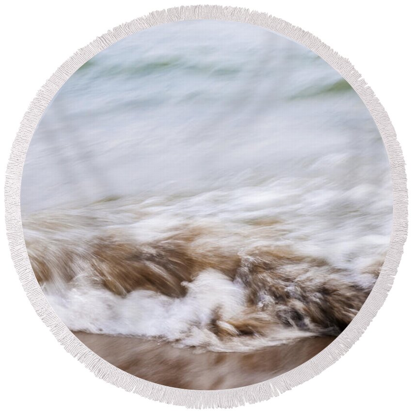 Wave Round Beach Towel featuring the photograph Water and sand abstract 3 by Elena Elisseeva
