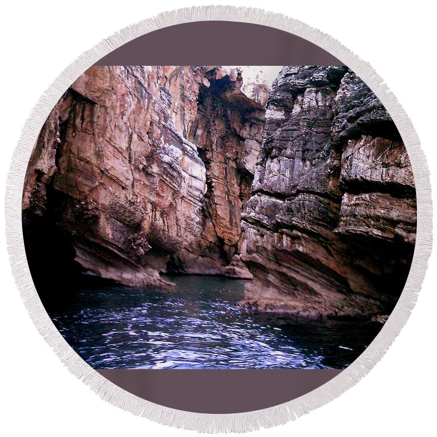 Landscape Round Beach Towel featuring the photograph Water Caves - Italy by Neal Alicakos