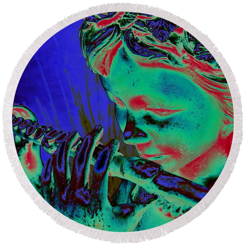 Statue Round Beach Towel featuring the digital art Water Music by Larry Beat