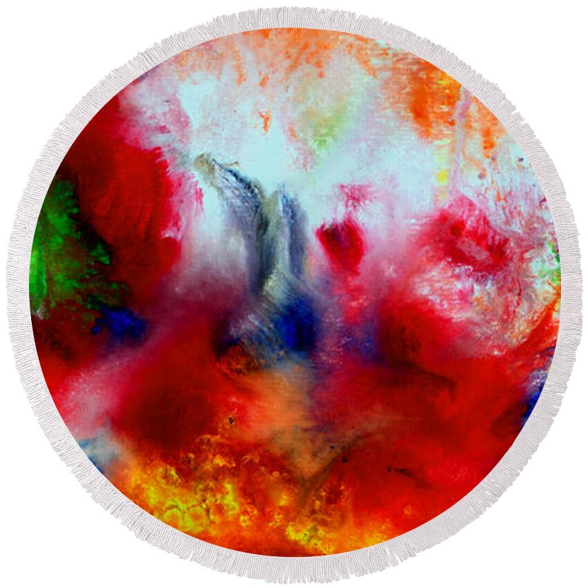 Martha Round Beach Towel featuring the painting Watercolor Abstract Series G1015A by Mas Art Studio