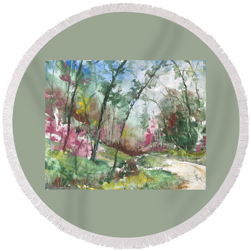 Watercolor Round Beach Towel featuring the painting Watercolour by Robin Miller-Bookhout