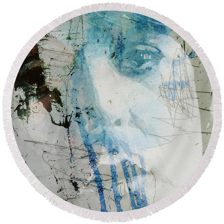 Paul Mccartney Round Beach Towel featuring the mixed media Waterfall by Paul Lovering