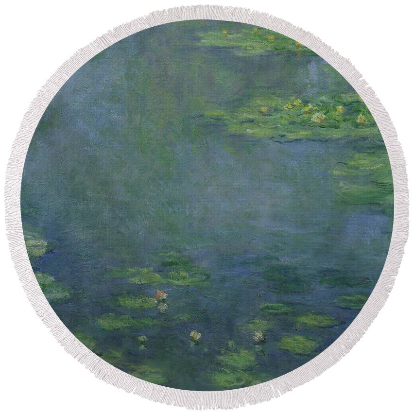 Waterlilies Round Beach Towel featuring the painting Waterlilies by Claude Monet