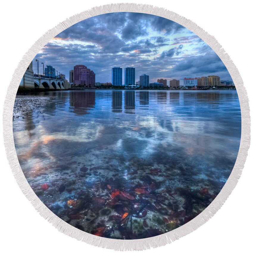 Clouds Round Beach Towel featuring the photograph Watery Treasure by Debra and Dave Vanderlaan