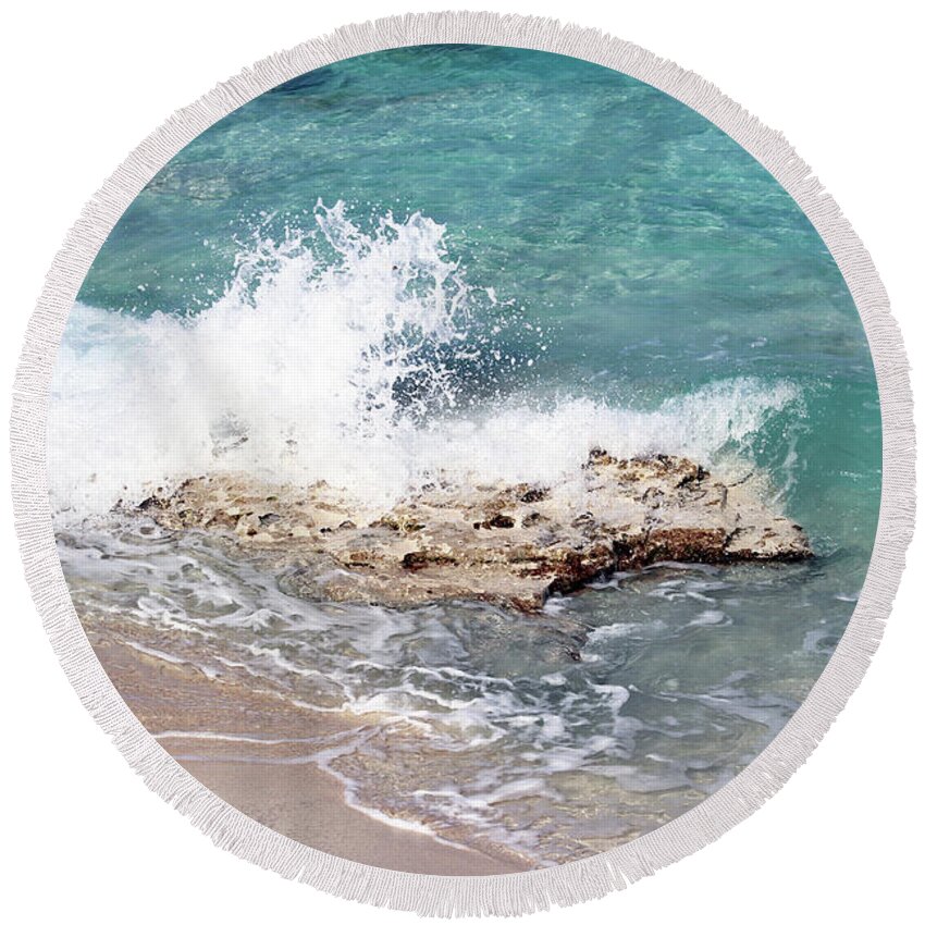 Wave Round Beach Towel featuring the photograph Gentle Wave in Bimini by Samantha Delory