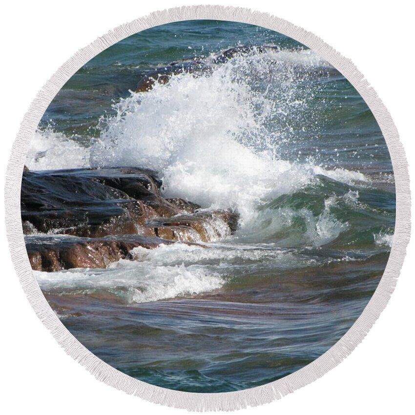 Wave Round Beach Towel featuring the photograph Wave Length by Cheryl Charette