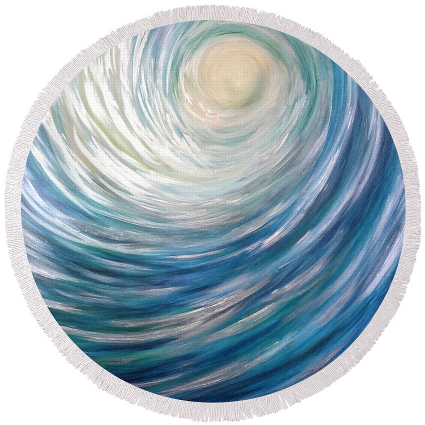 Wave Round Beach Towel featuring the painting Wave of Light by Michelle Pier