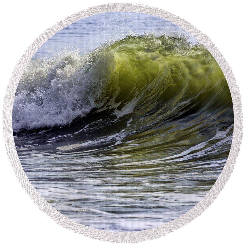 Sea Green Round Beach Towel featuring the photograph Wave#32 by WAZgriffin Digital