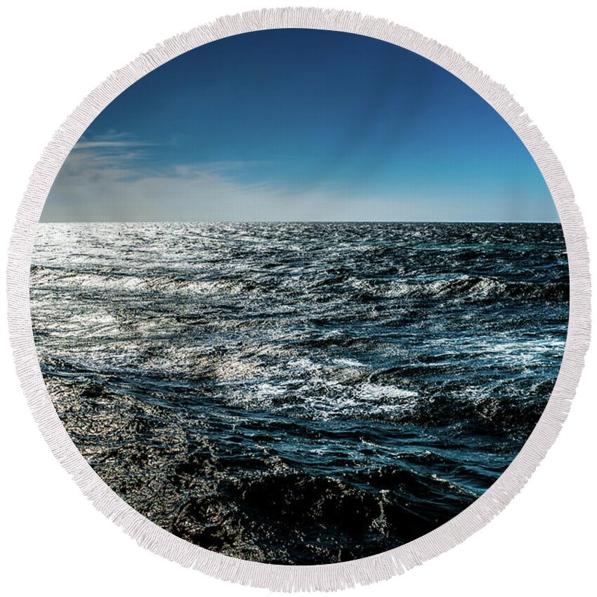 Santa Monica Round Beach Towel featuring the photograph Waves 3 by Matthew Nelson