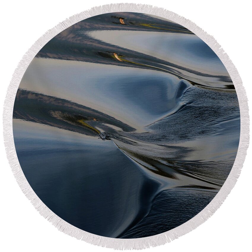 Waves Round Beach Towel featuring the photograph Waves by Whispering Peaks Photography