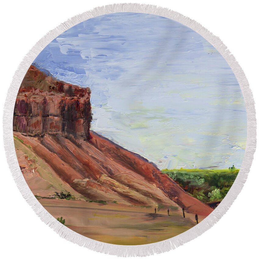Red Rock Round Beach Towel featuring the painting Weber Sandstone by Nila Jane Autry