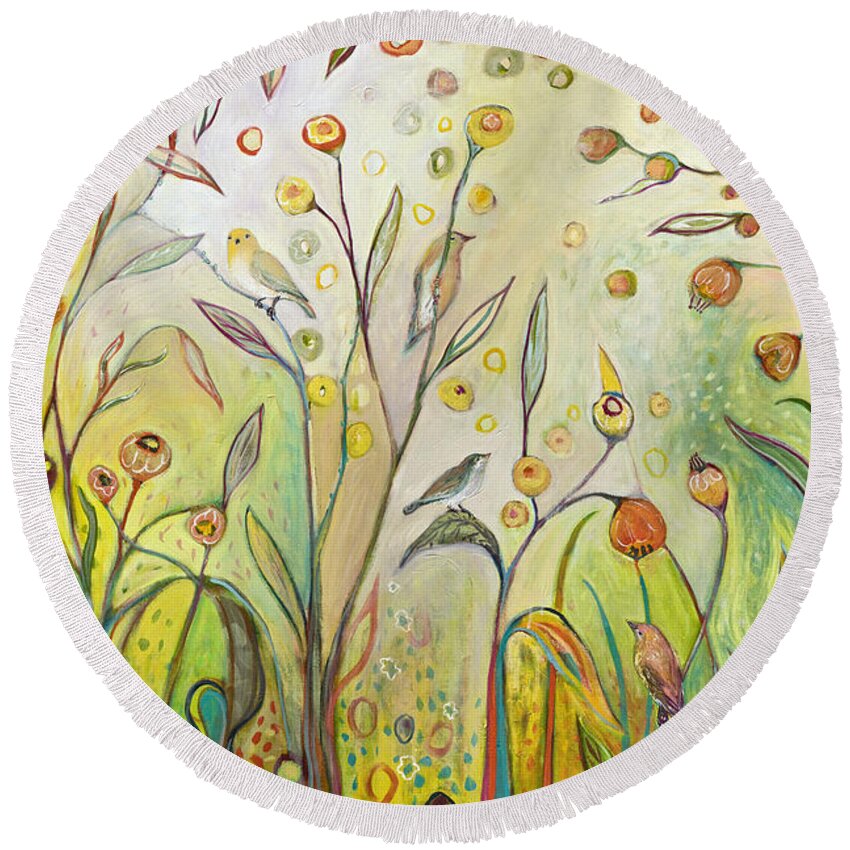 Garden Round Beach Towel featuring the painting Welcome to My Garden by Jennifer Lommers