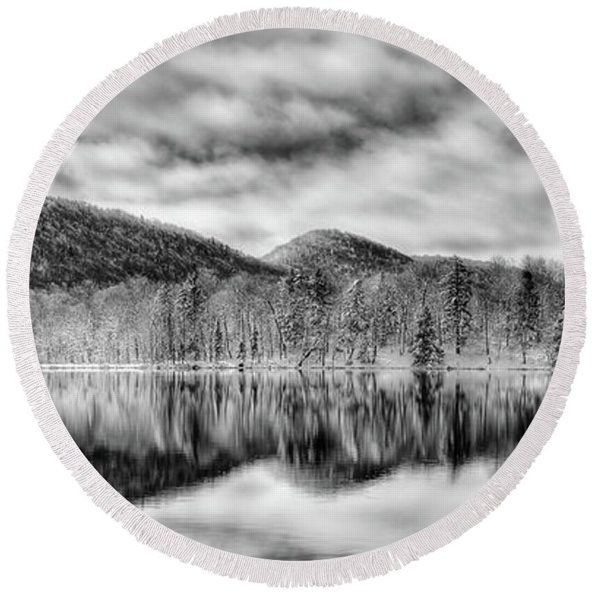 Landscape Round Beach Towel featuring the photograph West Lake Reflections by David Patterson