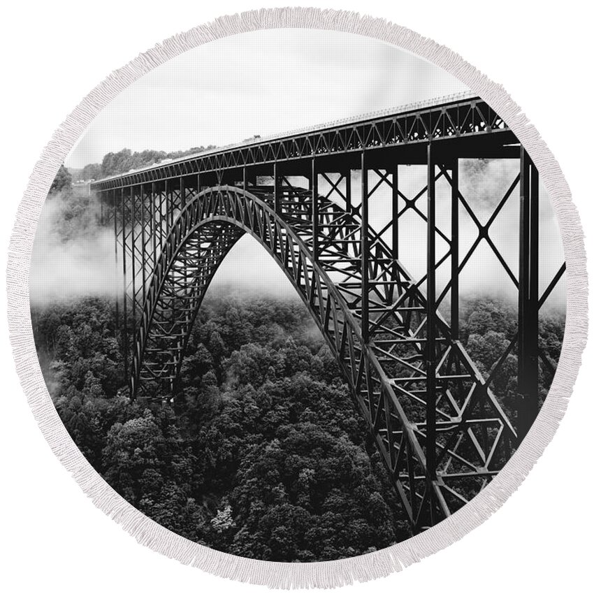 new River Gorge Bridge Round Beach Towel featuring the photograph West Virginia - New River Gorge Bridge by Brendan Reals