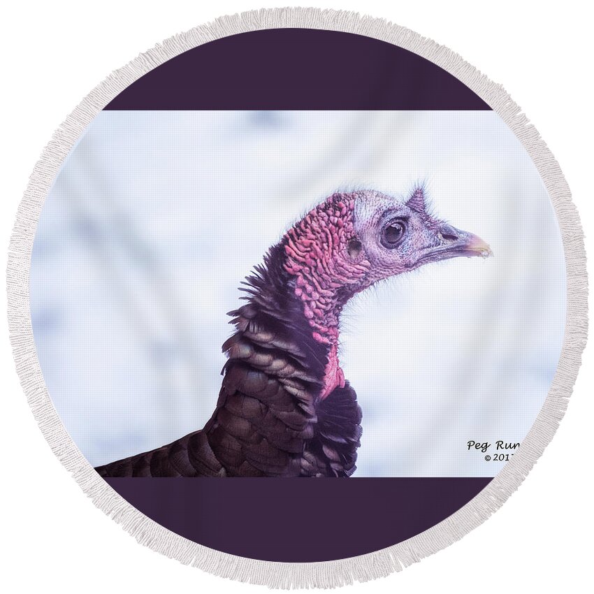 Turkey Round Beach Towel featuring the photograph What a Face by Peg Runyan
