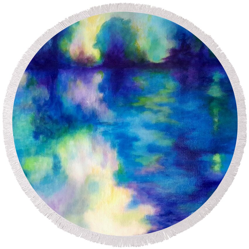 Impressionism Round Beach Towel featuring the painting Where Dreams Reside by Alison Caltrider