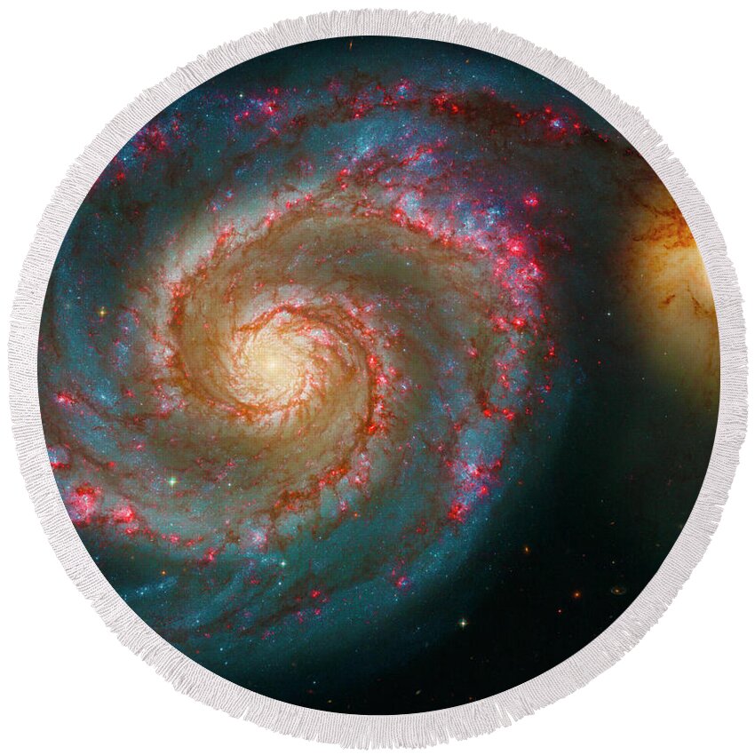 Whirlpool Galaxy M51 Round Beach Towel featuring the photograph Whirlpool Galaxy M51 by Paul W Faust - Impressions of Light