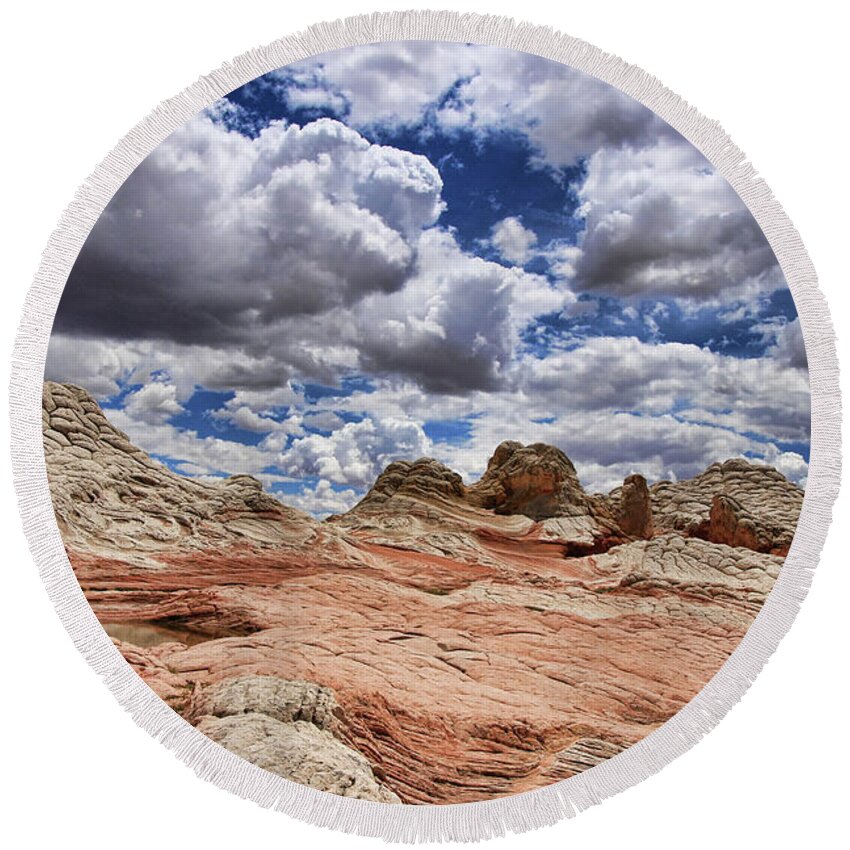 White Pocket Round Beach Towel featuring the photograph White Pocket # 28 by Allen Beatty