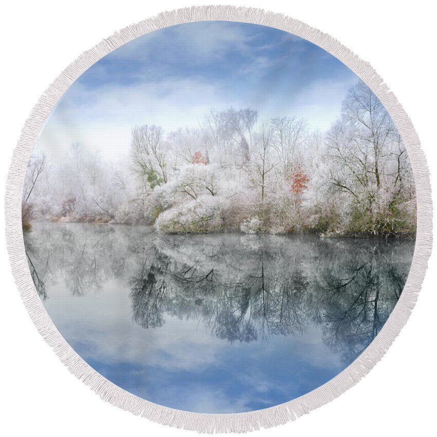 Landscape Round Beach Towel featuring the photograph White Space by Philippe Sainte-Laudy